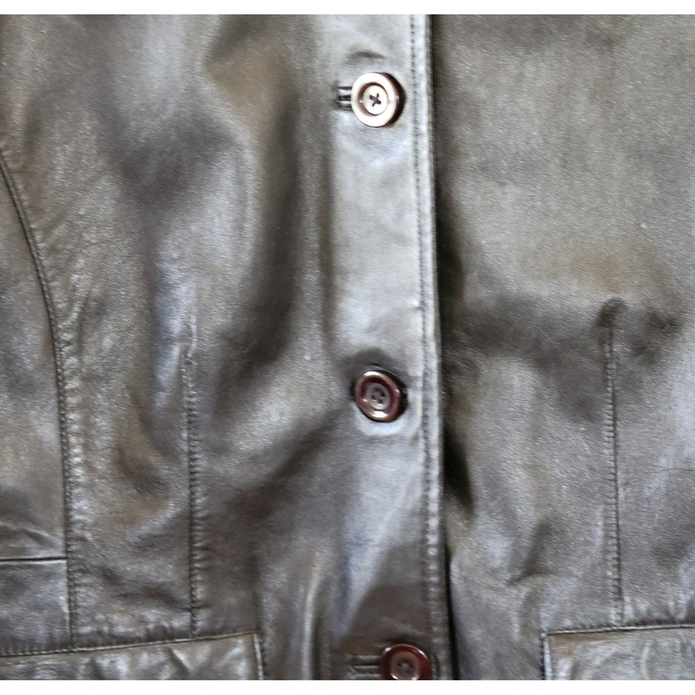 Style & Co Jacket Faux Leather Size XL? Black Buttons Casual Pockets Lined‎ - Picture 4 of 8